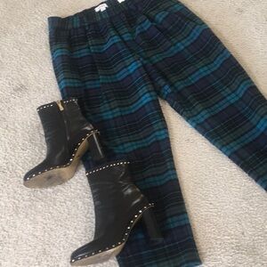 ON 34TH/ BLUE/-GREEN PLAID RELAXED FIT PULL-ON PANTS/ NWT